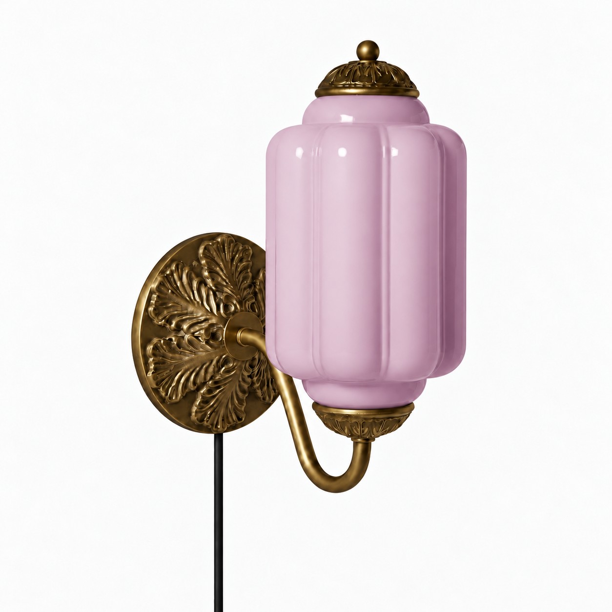 Eloise fluted milk-glass plug-in wall sconce
