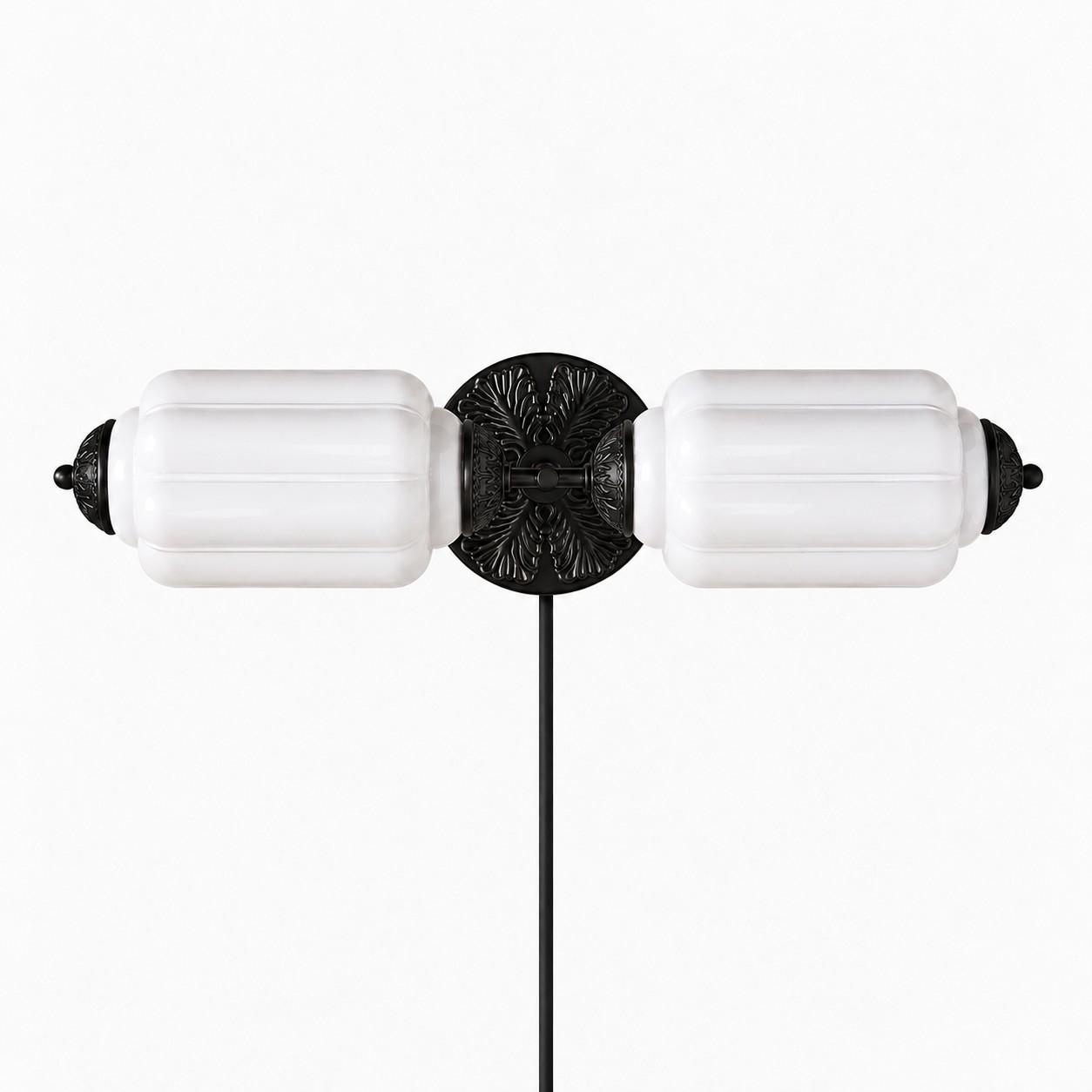 Eloise fluted milk-glass plug-in wall sconce