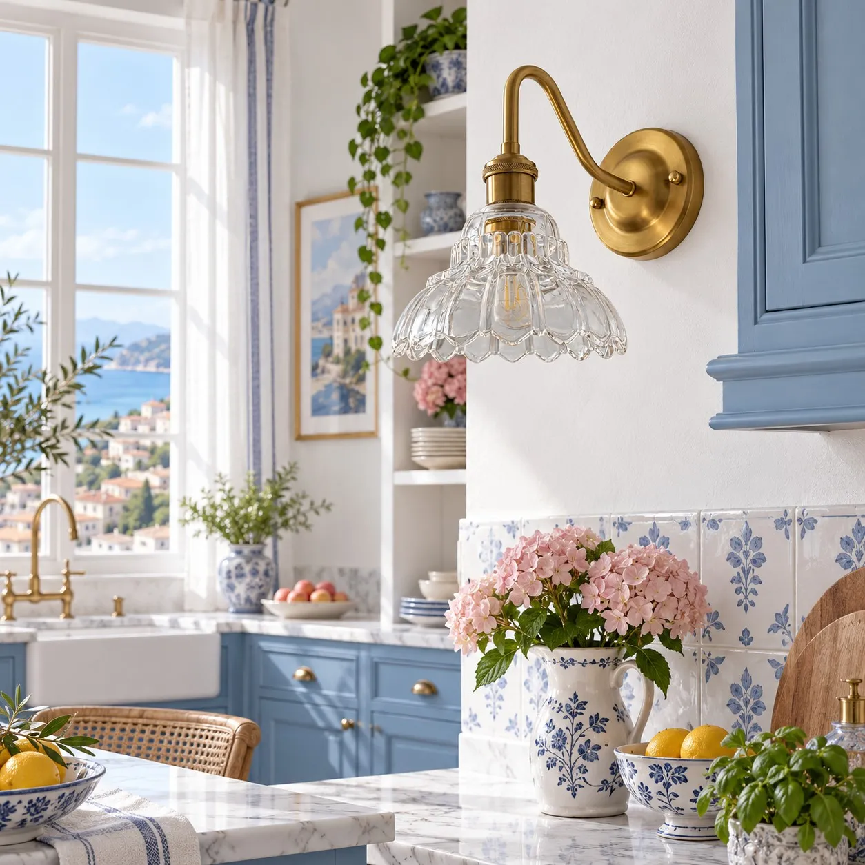 Vintage Green Glass Wall Sconce