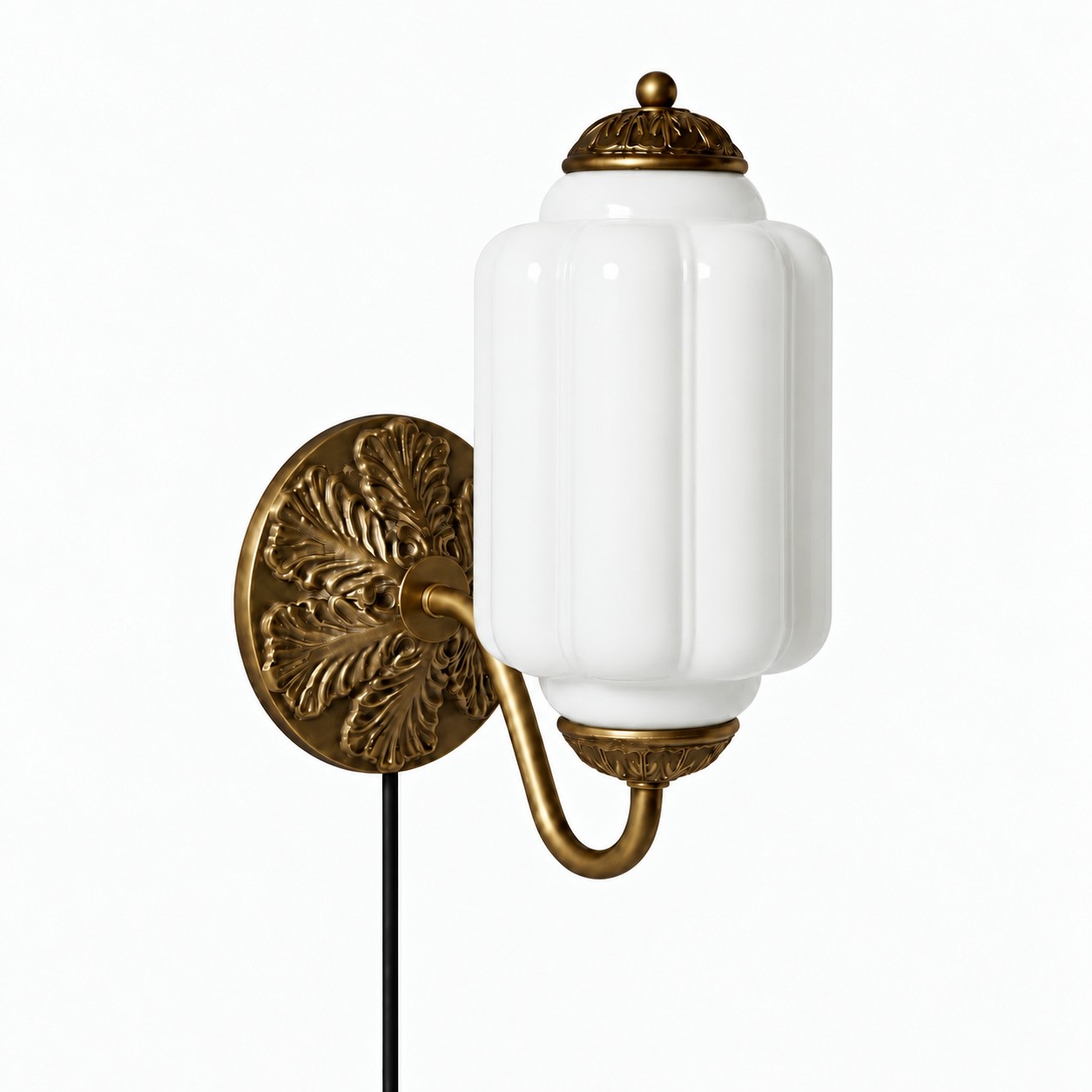Eloise fluted milk-glass plug-in wall sconce