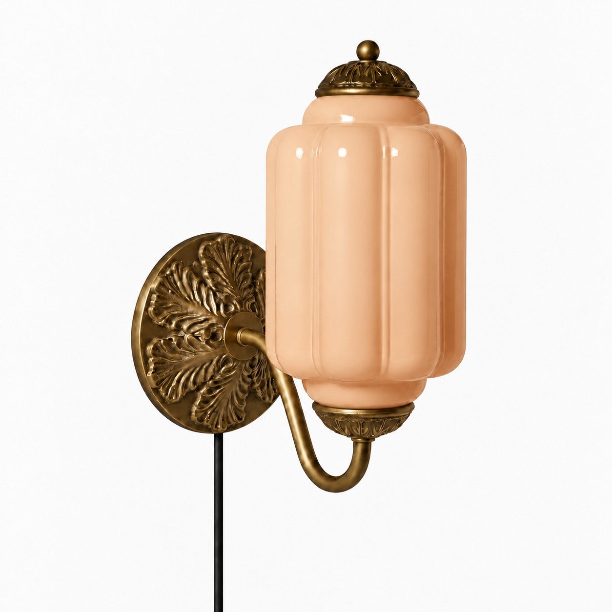 Eloise fluted milk-glass plug-in wall sconce
