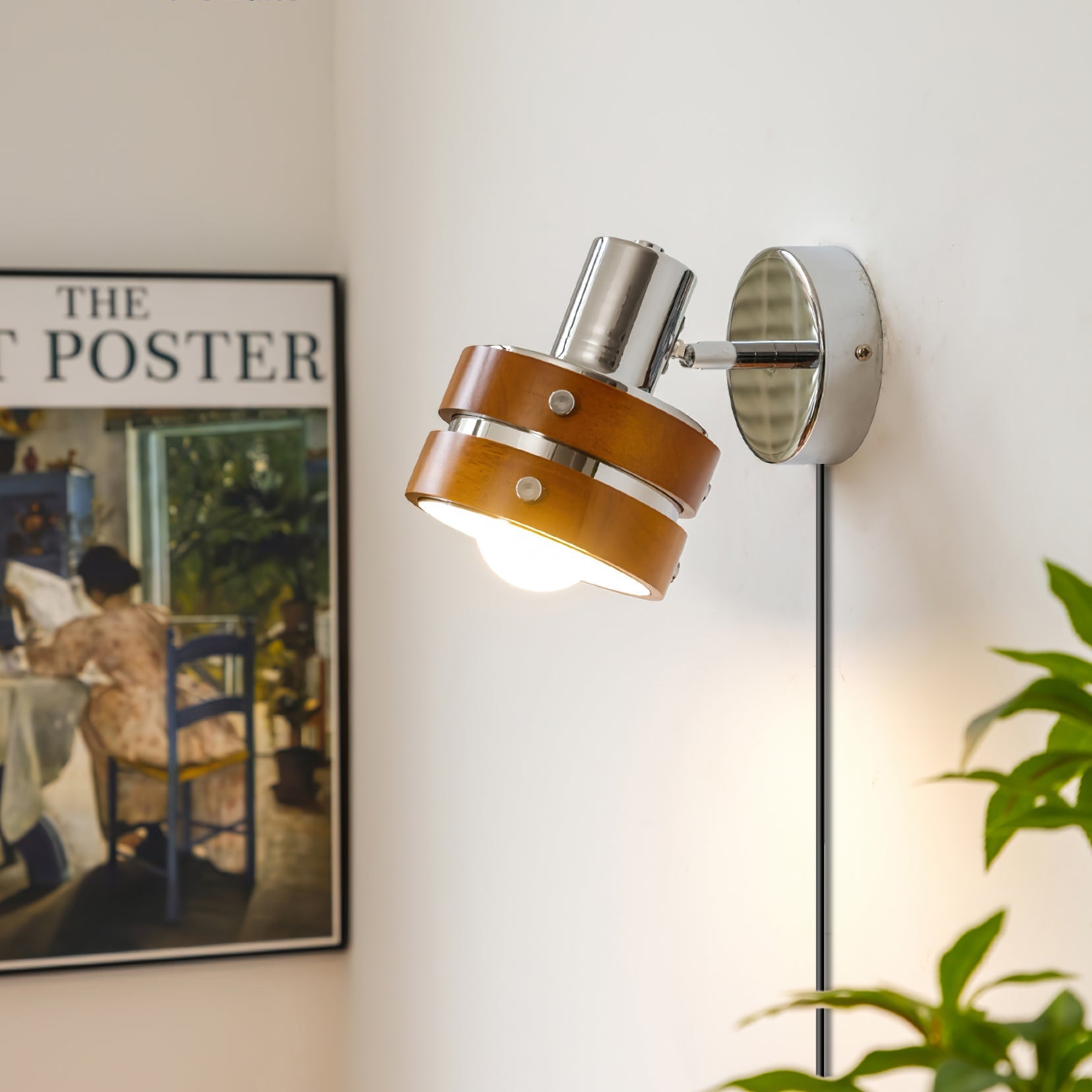 Karry Walnut Wood Plug-In Wall Light - product image 2