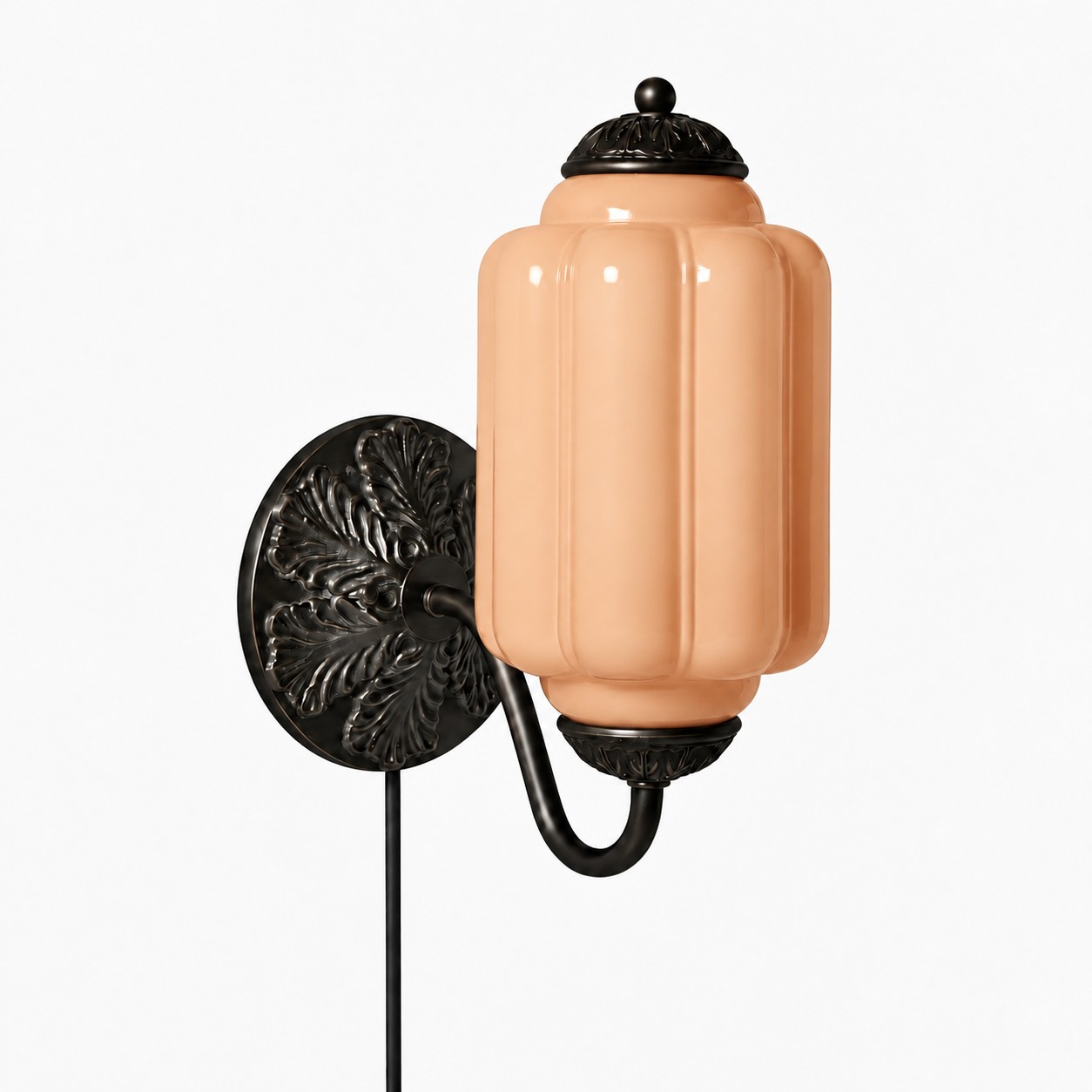 Eloise fluted milk-glass plug-in wall sconce
