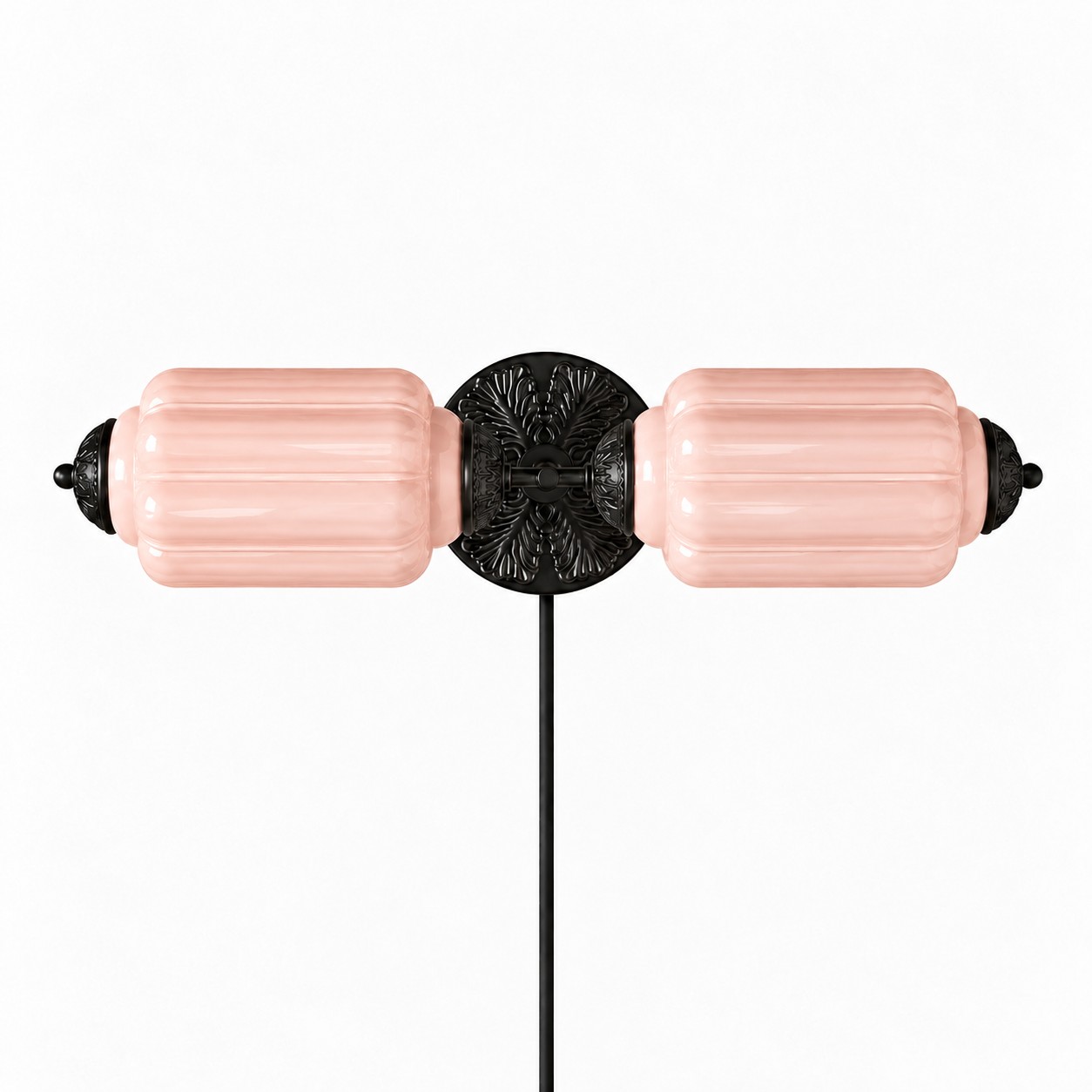 Eloise fluted milk-glass plug-in wall sconce