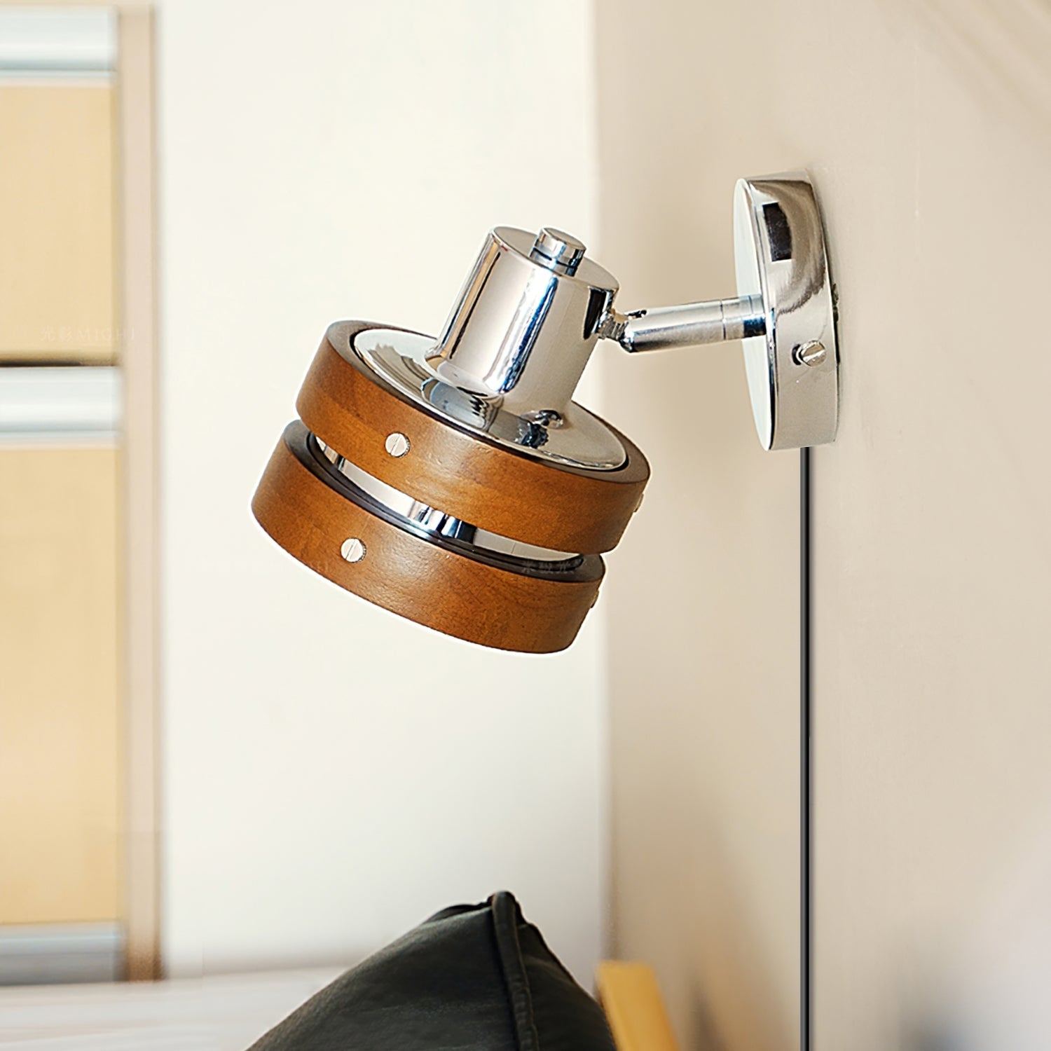 Karry Walnut Wood Plug-In Wall Light - product image 5