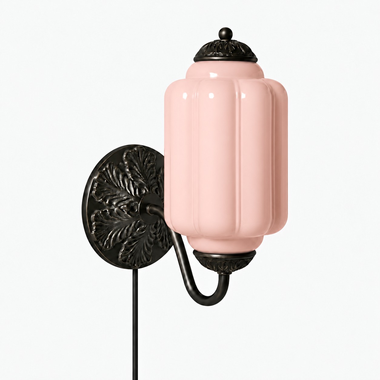 Eloise fluted milk-glass plug-in wall sconce