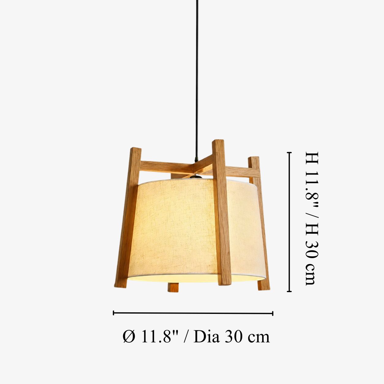 Schemat wymiarów lampy wiszącej 11,8 cala 30 cm